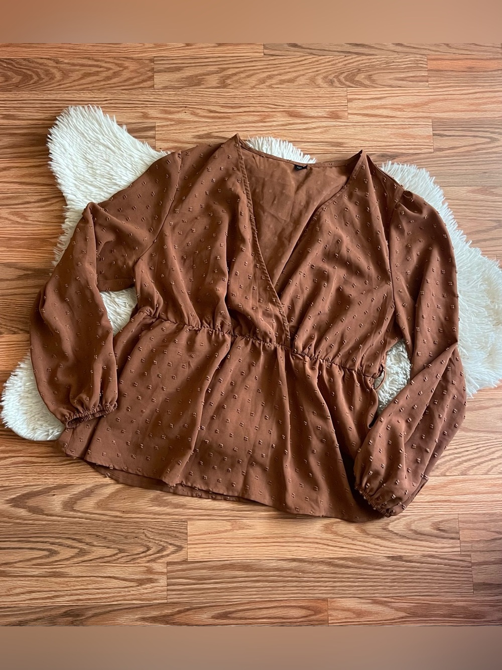 Brown Shein Peplum Blouse 1X